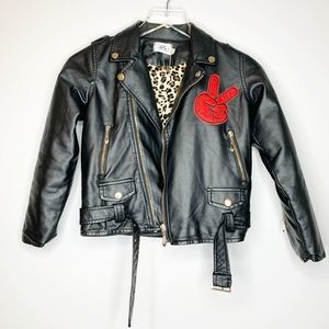 LOLA+THE BOYS Patches Faux Leather Moto Jacket 10